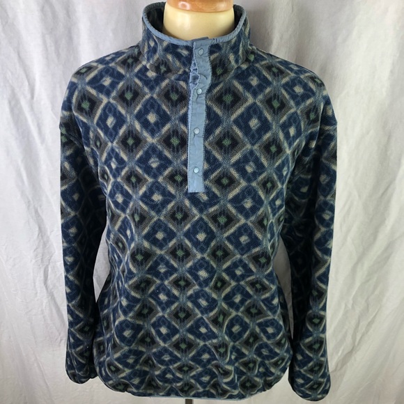 L.L. Bean Other - VTG LL Bean Mens Blue 1/4 Snap Button Fleece EUC